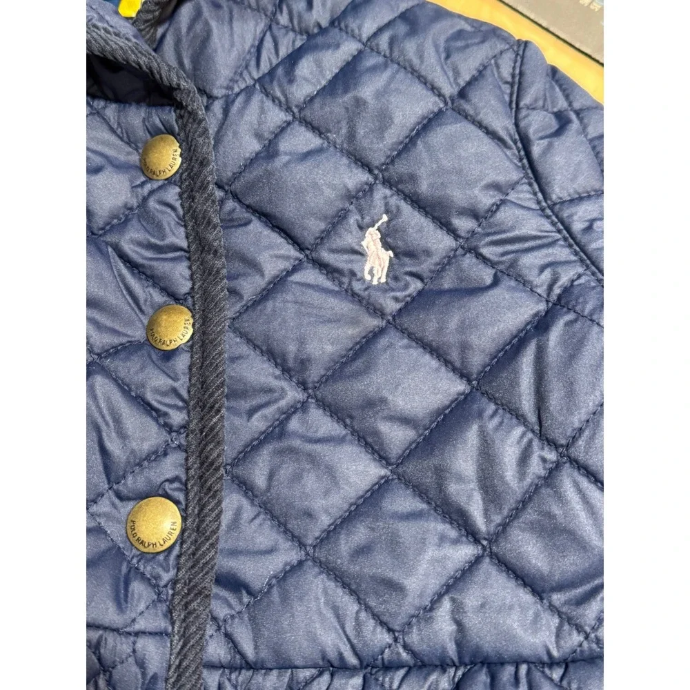 Polo by Ralph Lauren Navy Quilted Kids Jacket with White Logo
